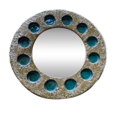 Round ceramic mirror signed IFO Denmark circa 1960