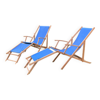 Chaises longues bain de soleil époque milieu XXe