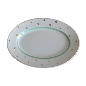 Dish oval gien flowers gold