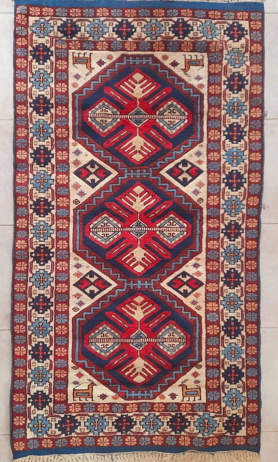 Caucasian Shirvan rug 107 x 205 cm pure wool