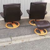 Pair of vintage armchairs with ottoman