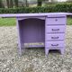 Vintage oak desk with 4 drawers painted in purple.