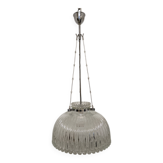 Italian XL dome pendant light in blown glass, 60s-70s