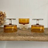 6 vintage LUMINARC amber glasses