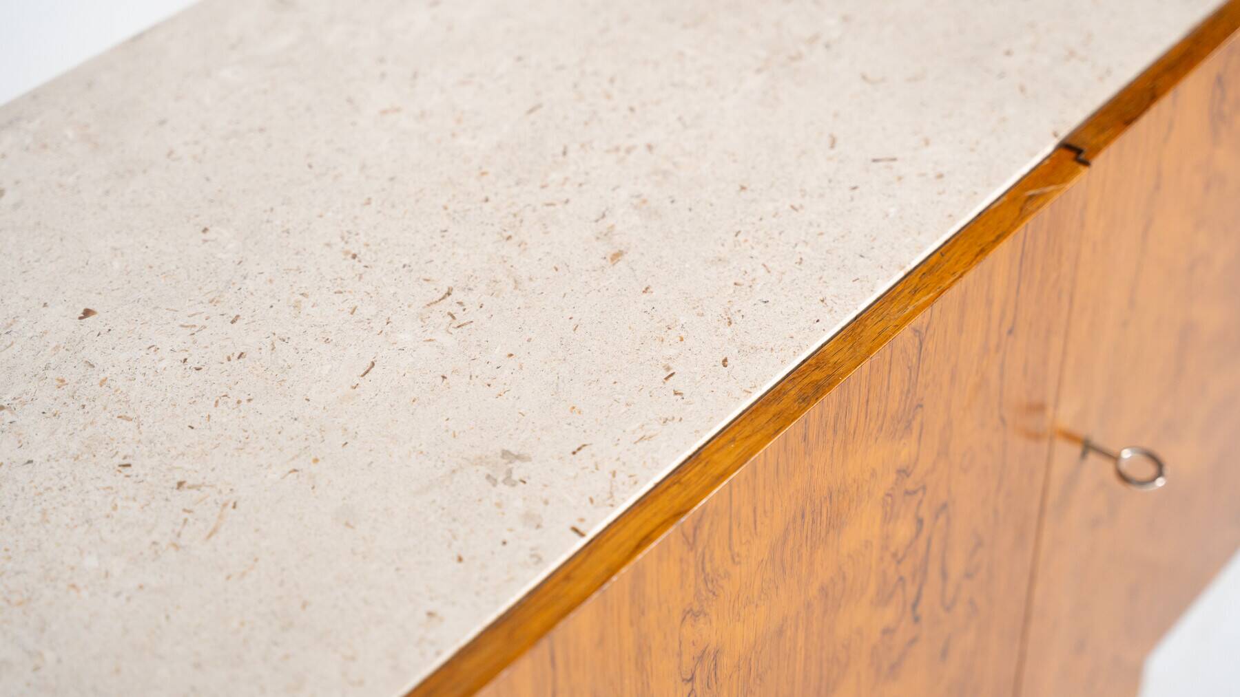 Mid-Century Modern Sideboard, Wood and Travertine, 1970s