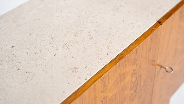Mid-Century Modern Sideboard, Wood and Travertine, 1970s