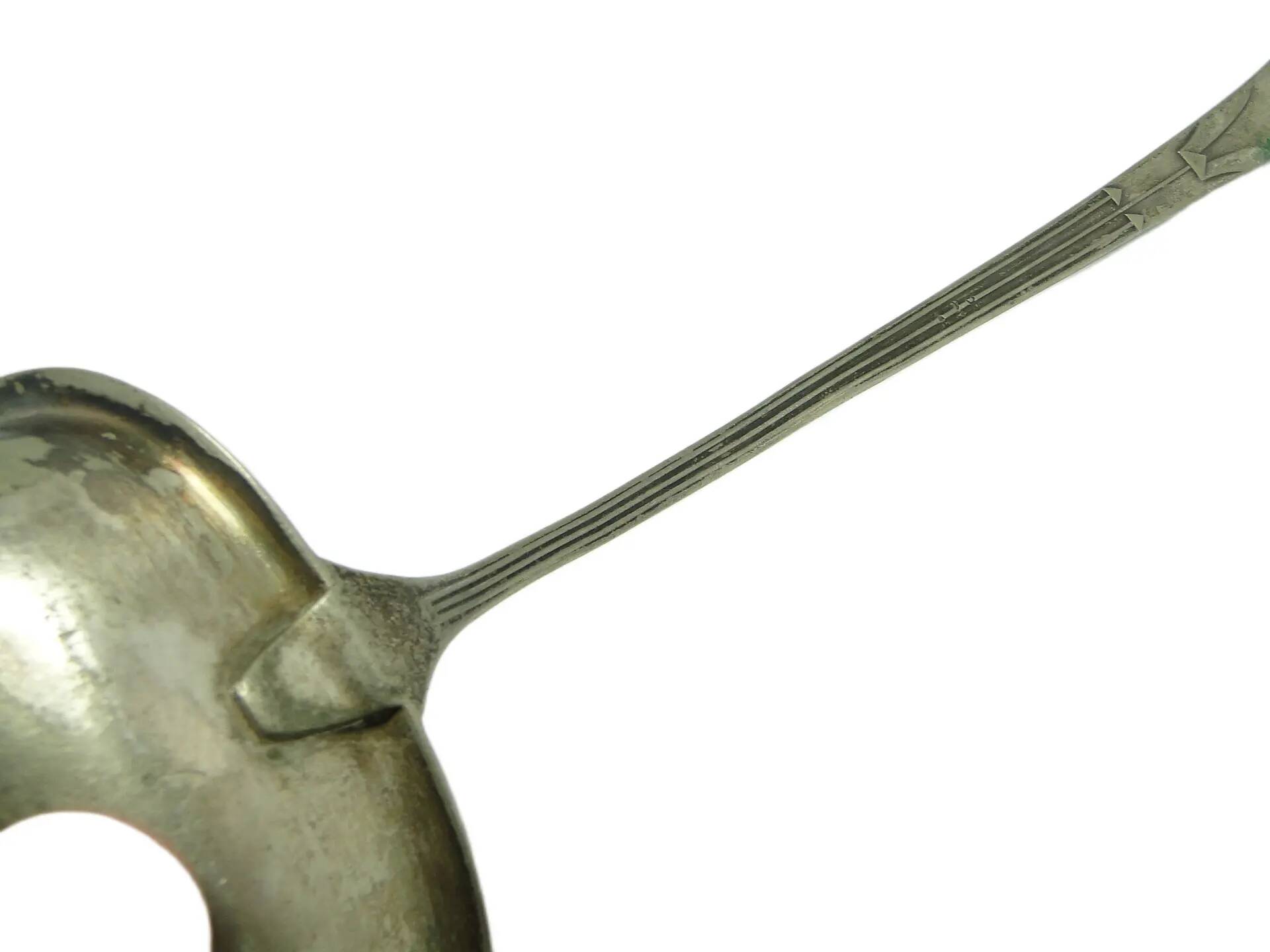 Art Nouveau soup ladle, silver-plated alpacca, Kummer, Poland, 1920s.