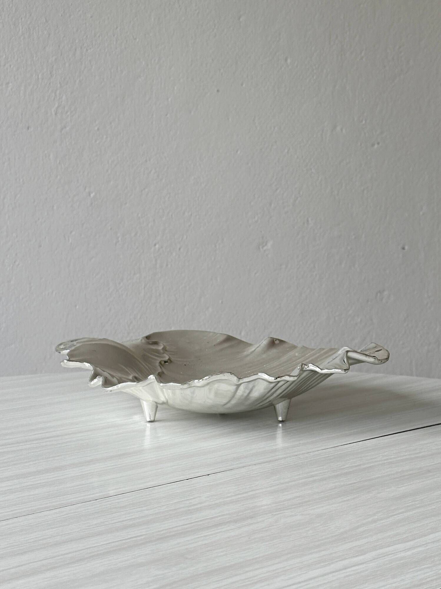 Vintage silver-white metal catchall tray