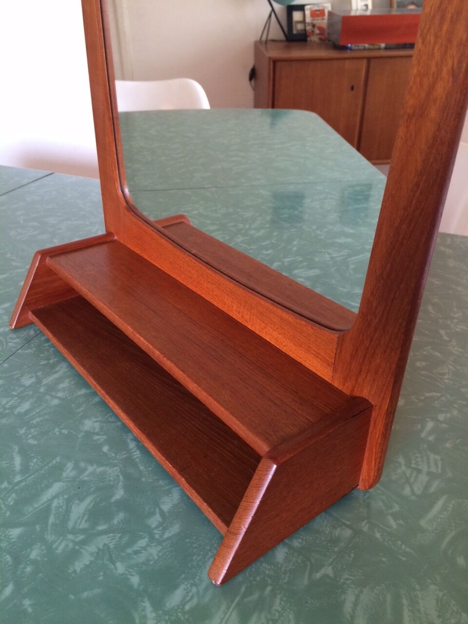 Scandinavian mirror with shelf  35x67cm