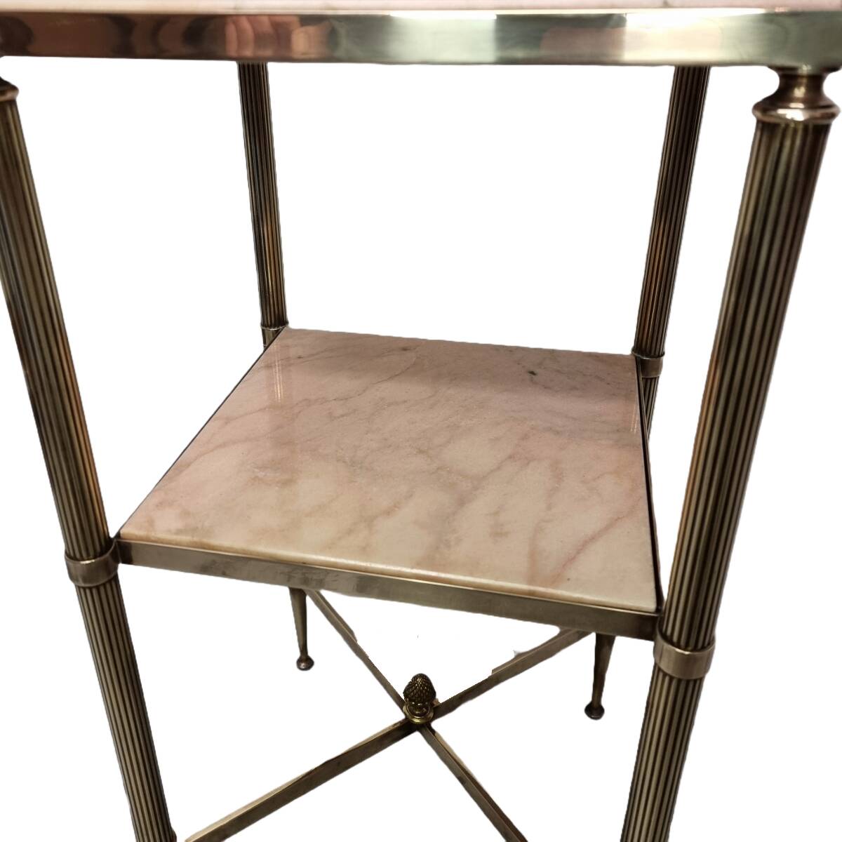 Vintage Brass With Marble Side Table 1950s