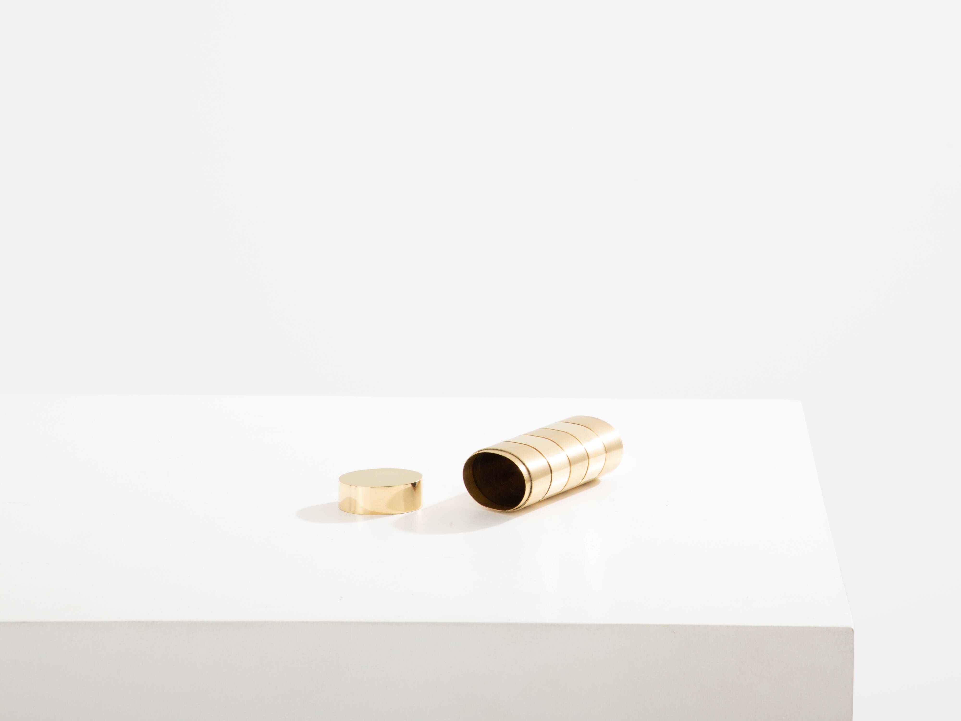 Gabriella Crespi small brushed and polished brass box signed circa 1970.