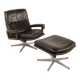 Fauteuil lounge vintage avec tabouret par André Vandenbrouck