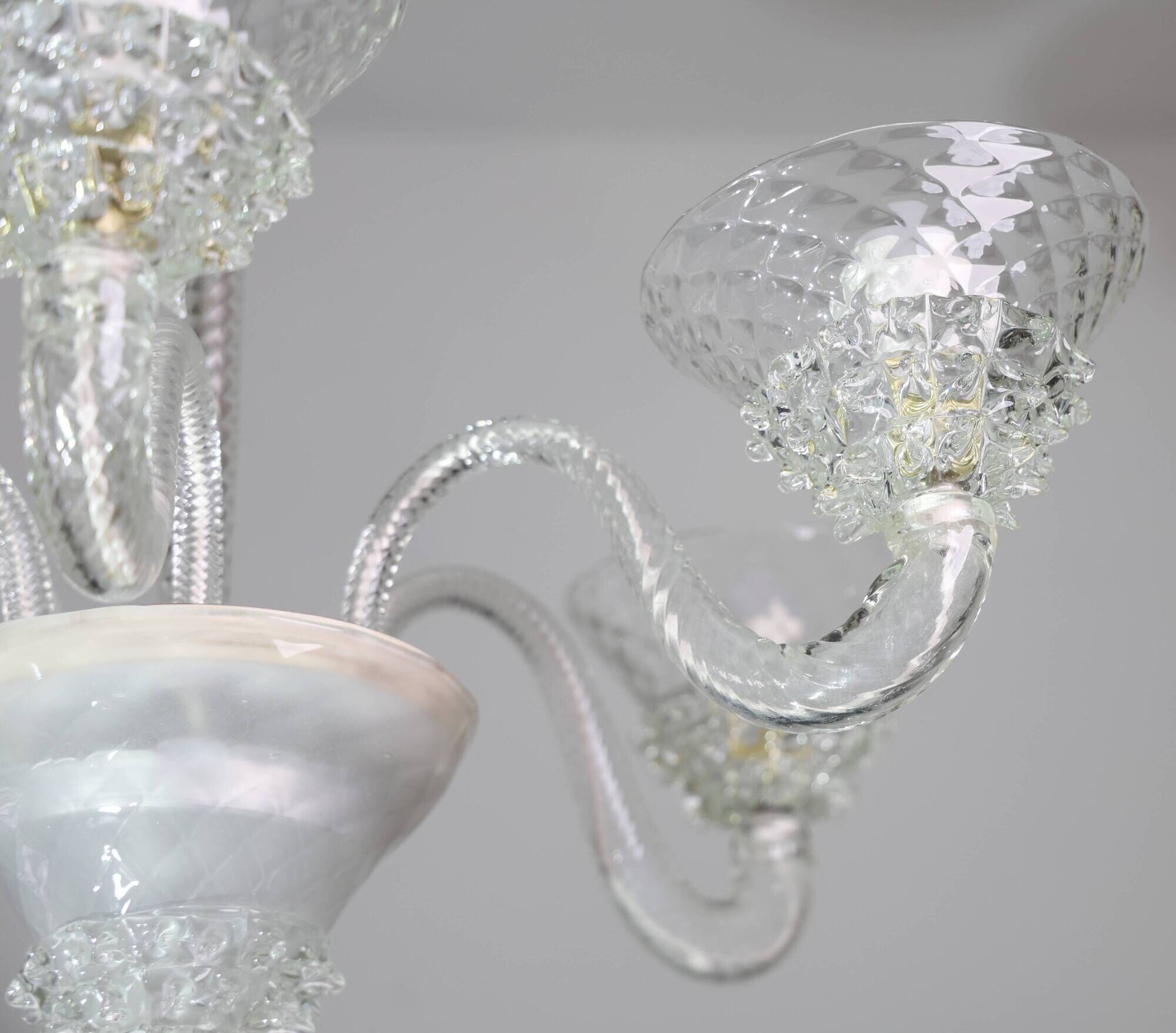 Extraordinary 6 Light Rostrato Murano Glass Chandelier by Barovier & Toso,