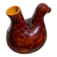 Zoomorphic pitcher bird / hen 1970 glazed ceramic brown and yellow