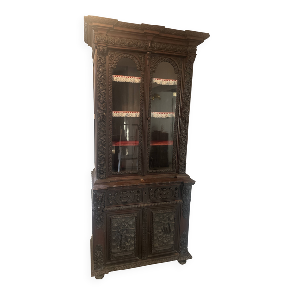 Bibliothèque renaissance en chêne, époque 19 siècles un