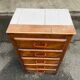 Art Deco chest of drawers in solid wood and tiles with 5 drawers, 1960s