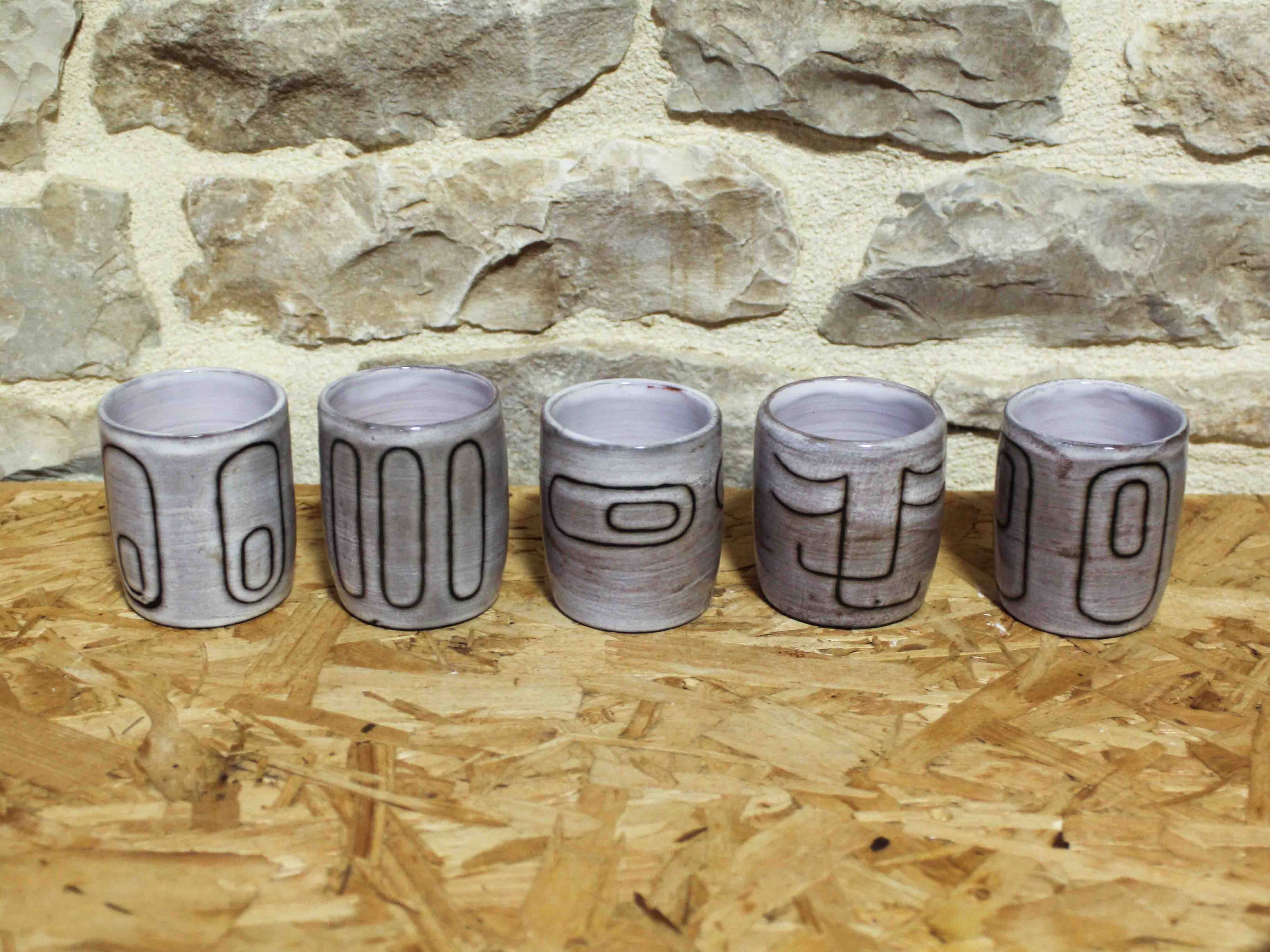 Enamelled ceramic tea set