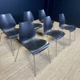 Set of 6 black Maui chairs by Magistretti for Kartell 2000s Italy