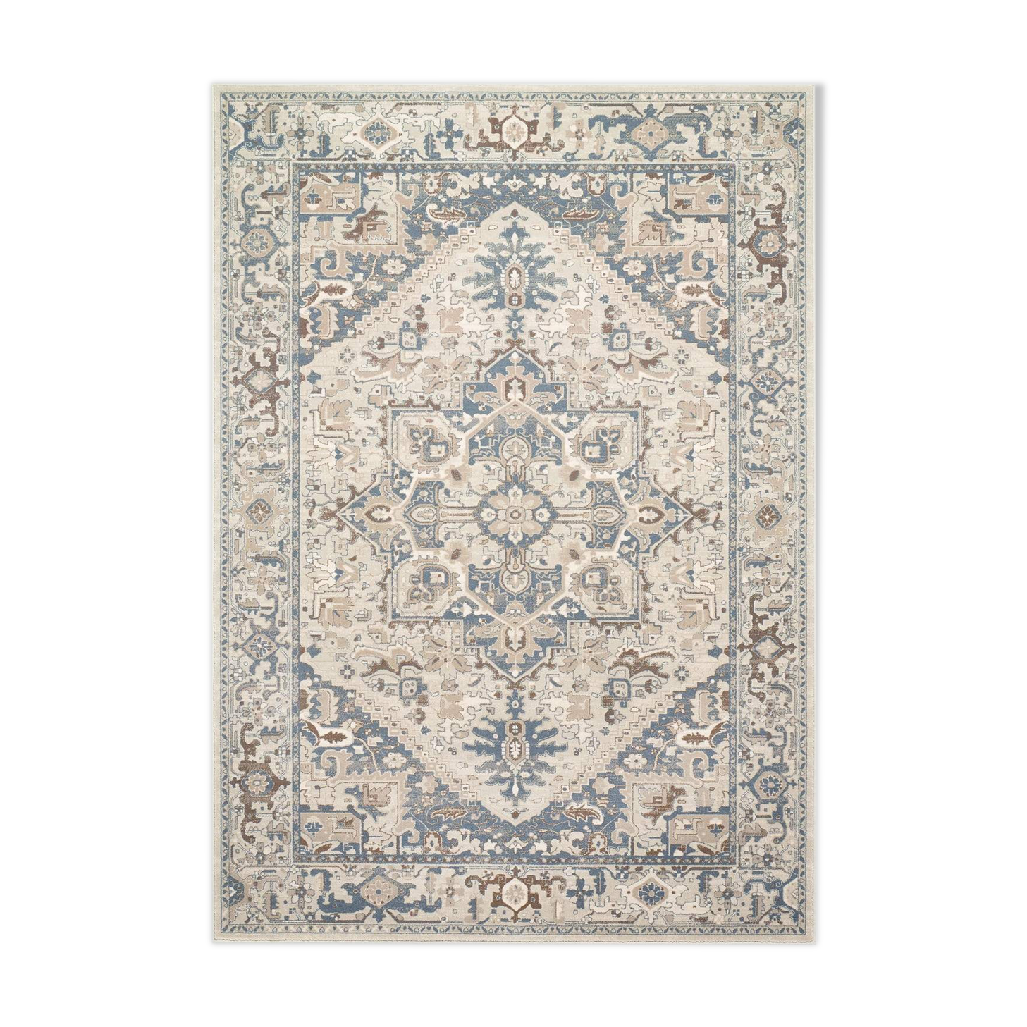 Tapis oriental bleu et beige chama 80x150cm