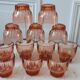 Lot de 12 verres à eau en verre rose art déco