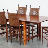 Ensemble de 6 chaises de salle à manger avec table extensible assortie