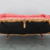Antique Carved Sofa with Cane Sides , Czechoslovakia