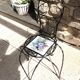 Plant holder "chair" in wrought iron and earthenware / vintage 60s-70s