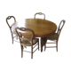 Table Louis Philippe et 4 chaises paillées noyer