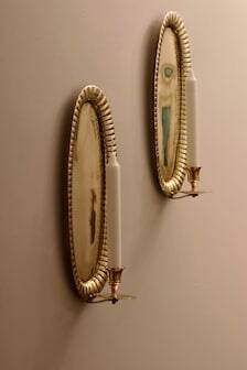 Vintage Swedish Oval Brass Wall Sconces