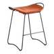 Contemporary kitchen bar stool in black steel and natural tobacco leather.