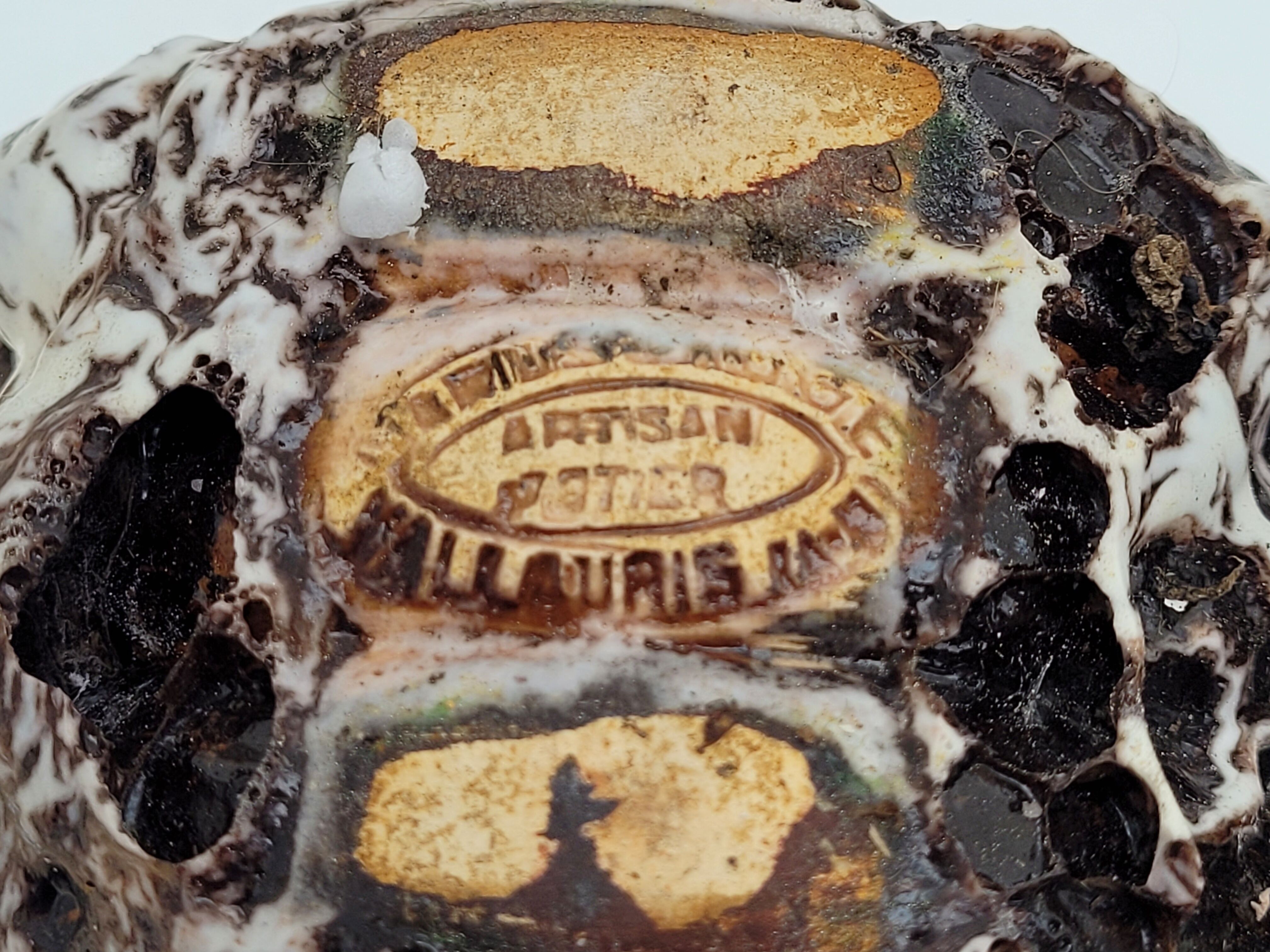 Pair of three-burner candelabra candlesticks by Marius Giuge glazed ceramic Vallauris 1950