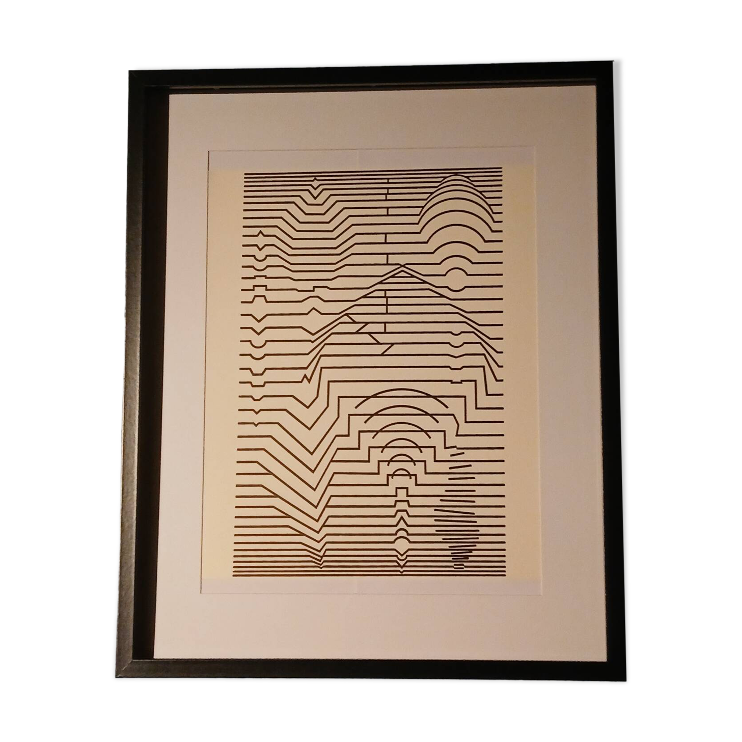 Tableau Vintage Art Optique - Victor Vasarely - Frame 40x40cm