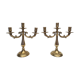 Pair of old brass candlesticks 3 branches