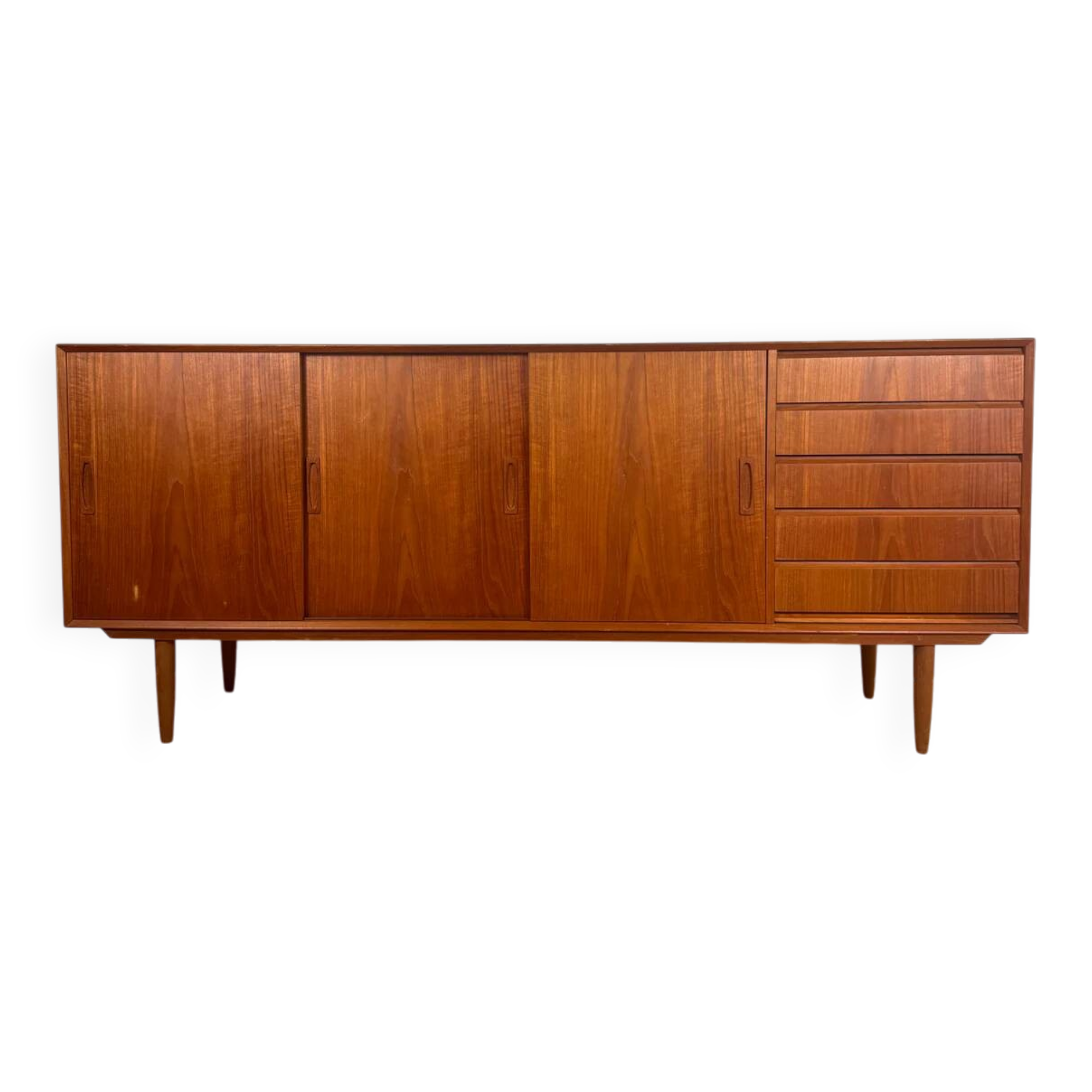 Danish teak sideboard with sliding doors and drawers, 1960s.