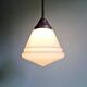 Large Art Deco pendant light in white opaline glass, conical, 1920s-30s