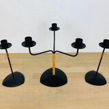 3 Scandinavian candle holders by Laurids Lonborg, metal and wicker