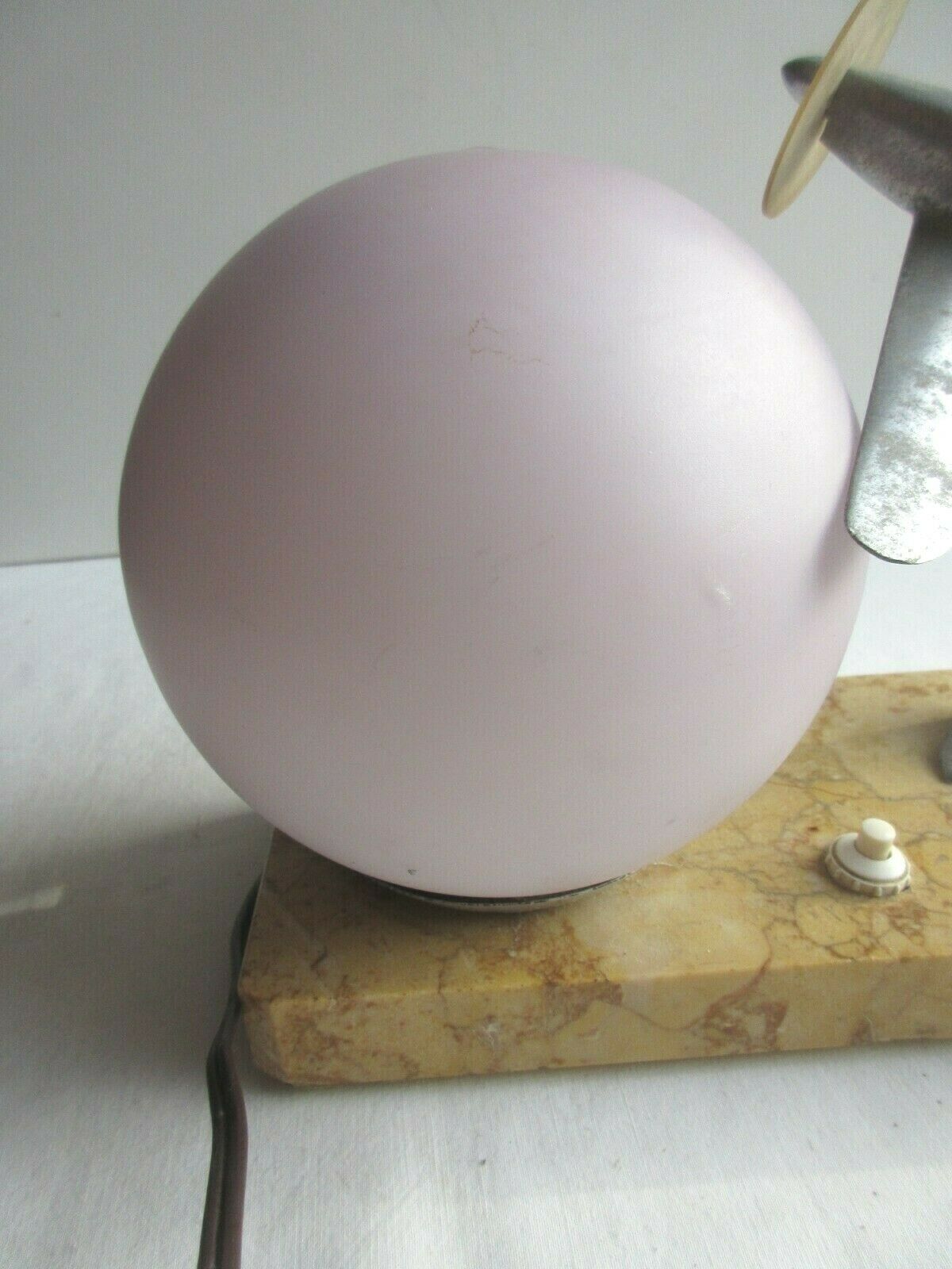 Art deco table lamp aluminum airplane and ball tulip on marble terrace