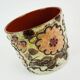 pot de fleurs en céramique vintage des années 1960-70, pot de plante, décor floral en fat lava