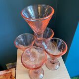 Pink glass ice cream cups