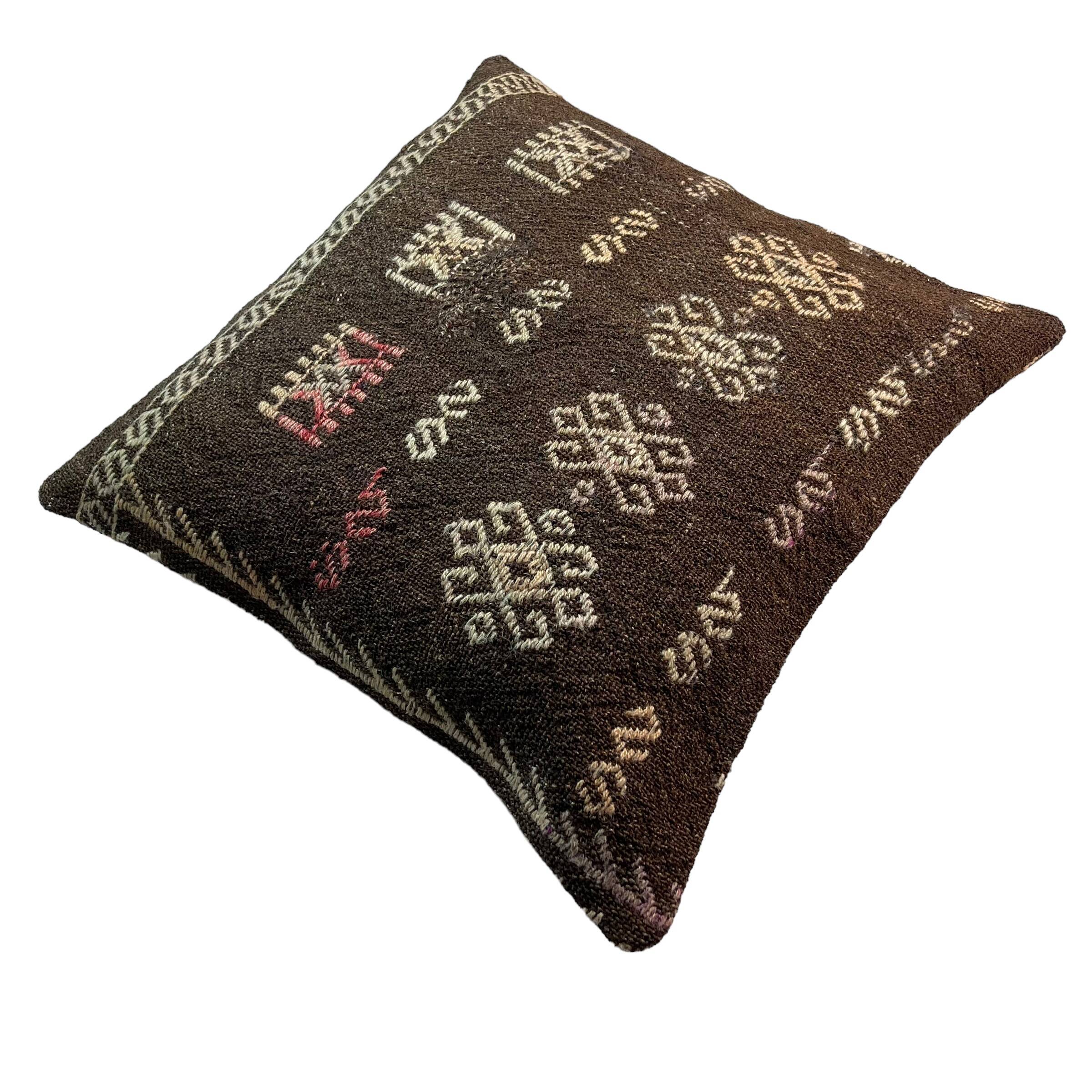 Vintage turkish kilim cushion cover , 55 x 55 cm