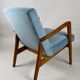 Vintage blue grey velvet lounge chair, 1970s