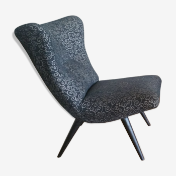 Fauteuil chauffeuse wing chair années 50