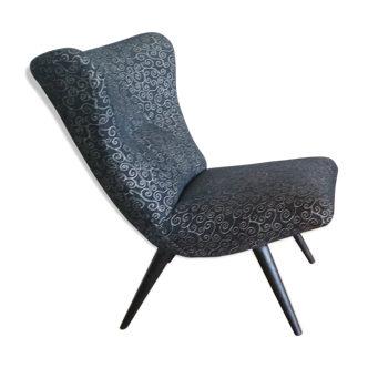 Fauteuil chauffeuse wing chair années 50