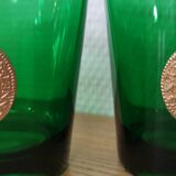 Set of 8 Dubonnet water glasses, vintage Louis d'or piece and bottle