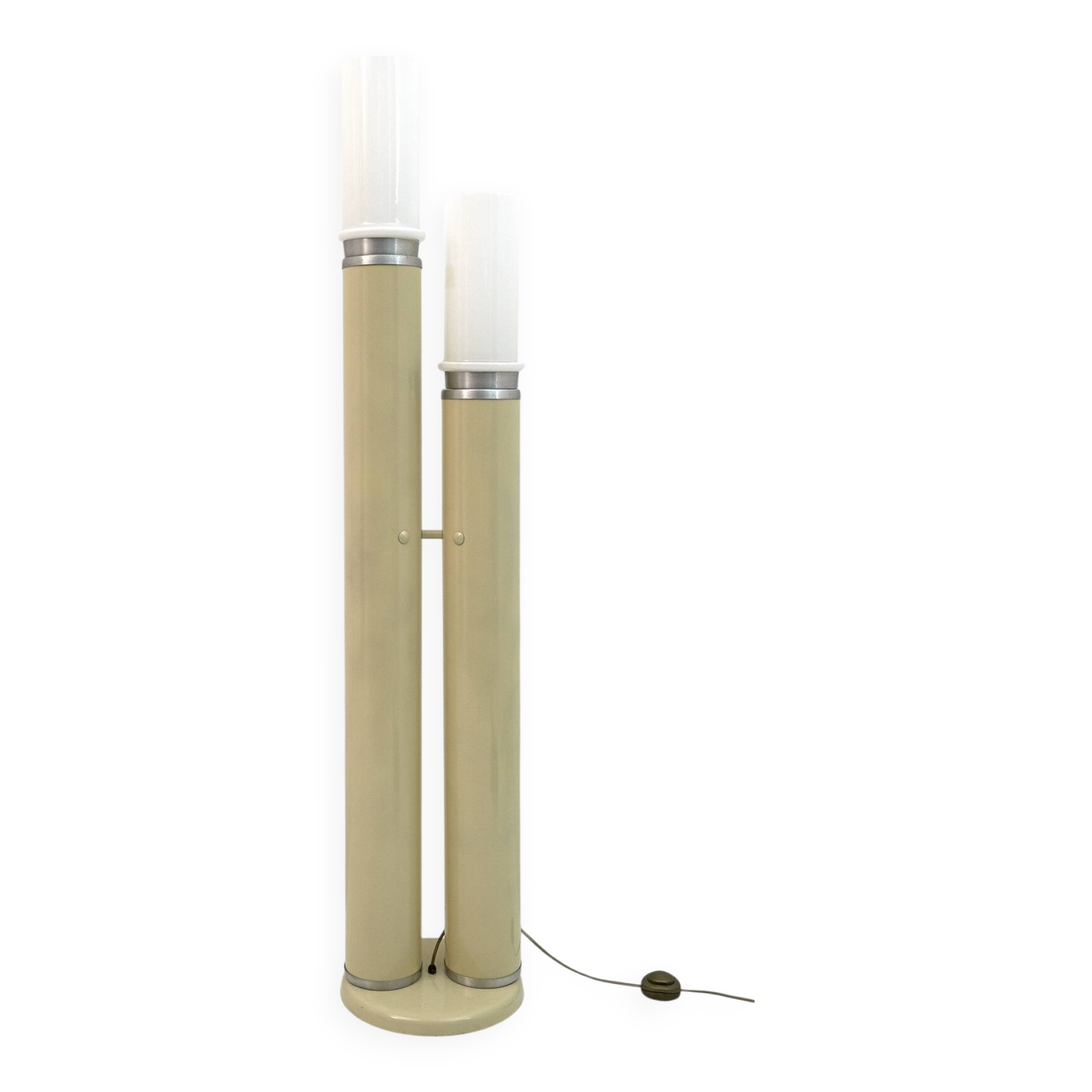 Space Age Opaline Glass and Lacquered Metal Cylinders Floor Lamp, 1970s