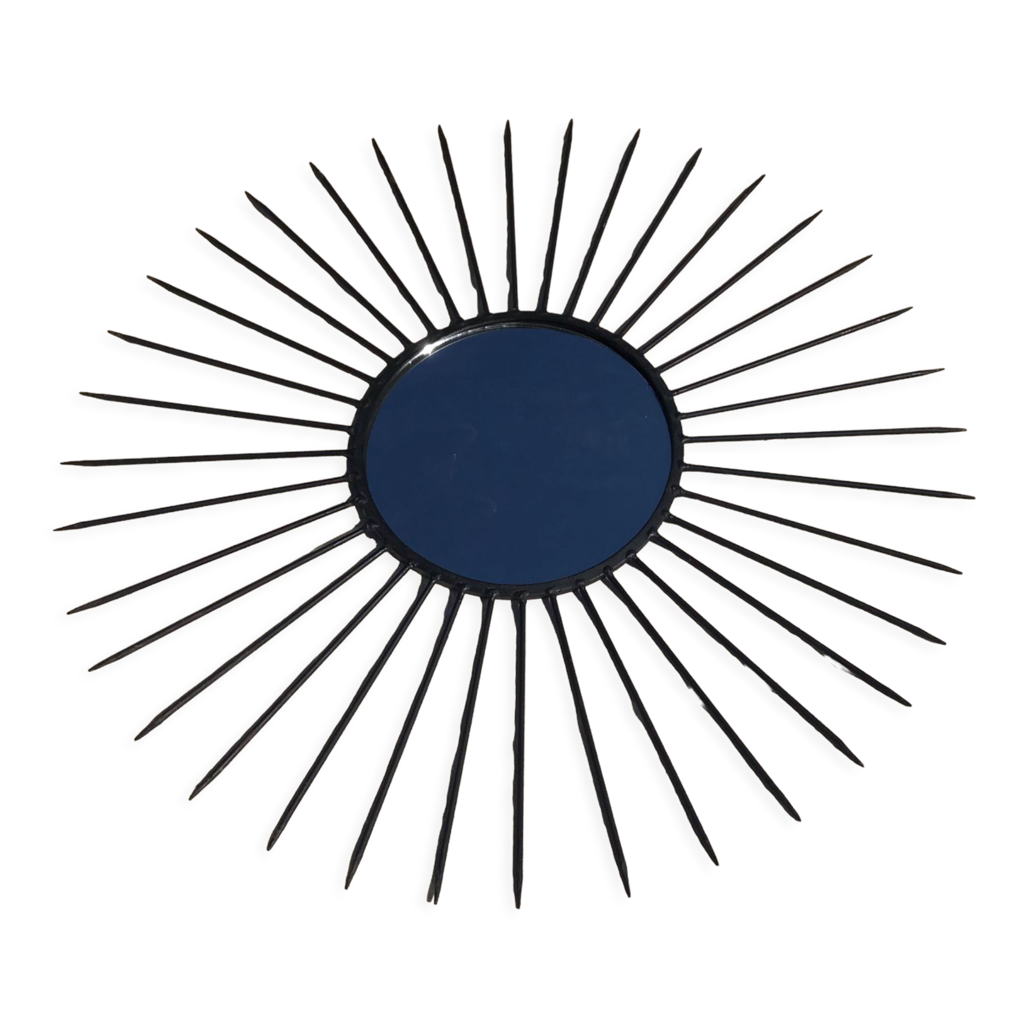 Vintage black metal sun mirror 1950