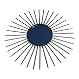 Vintage black metal sun mirror 1950