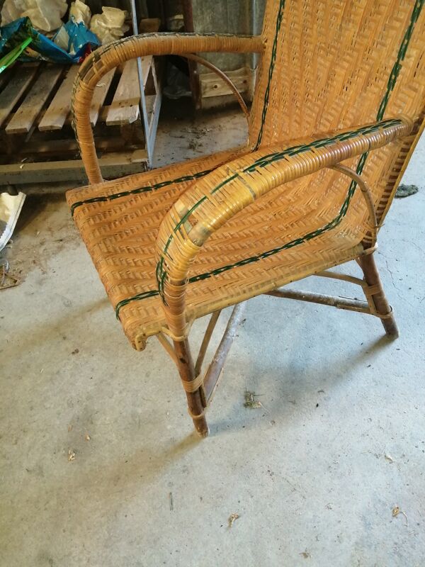 Fauteuil rotin/osier vintage