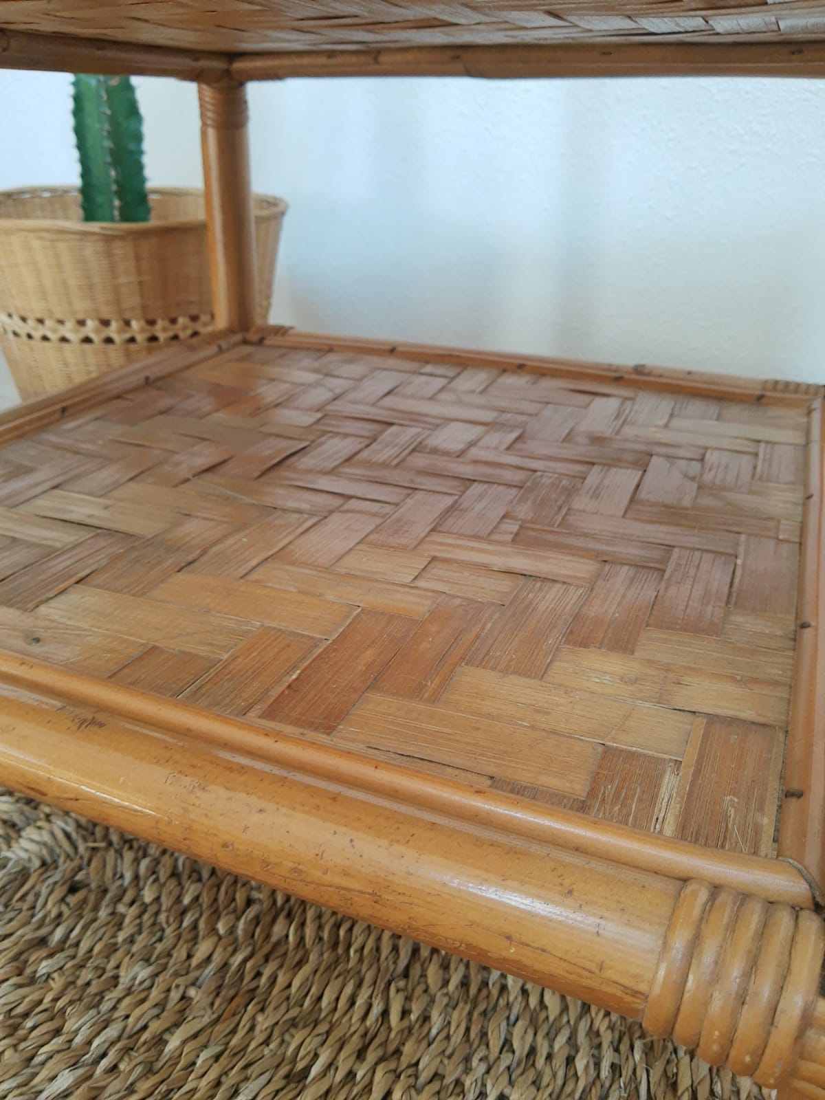 Square bamboo coffee table 70s - vintage