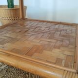 Square bamboo coffee table 70s - vintage